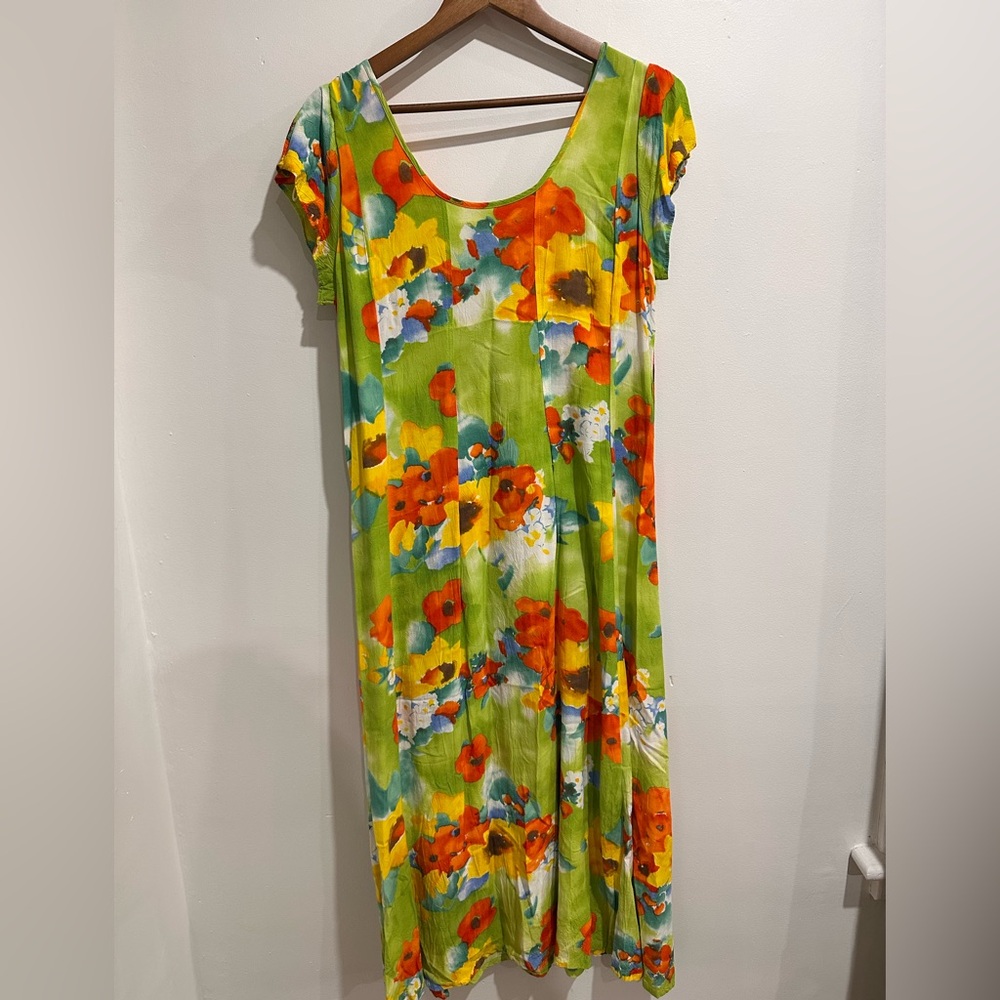 JAMS WORLD Vintage Bright Summer Floral Print Tie Back Maxi Dress Size M